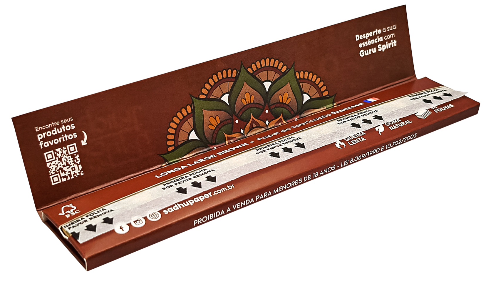 Caixa de Seda Guru Spirit Longa Brown Large